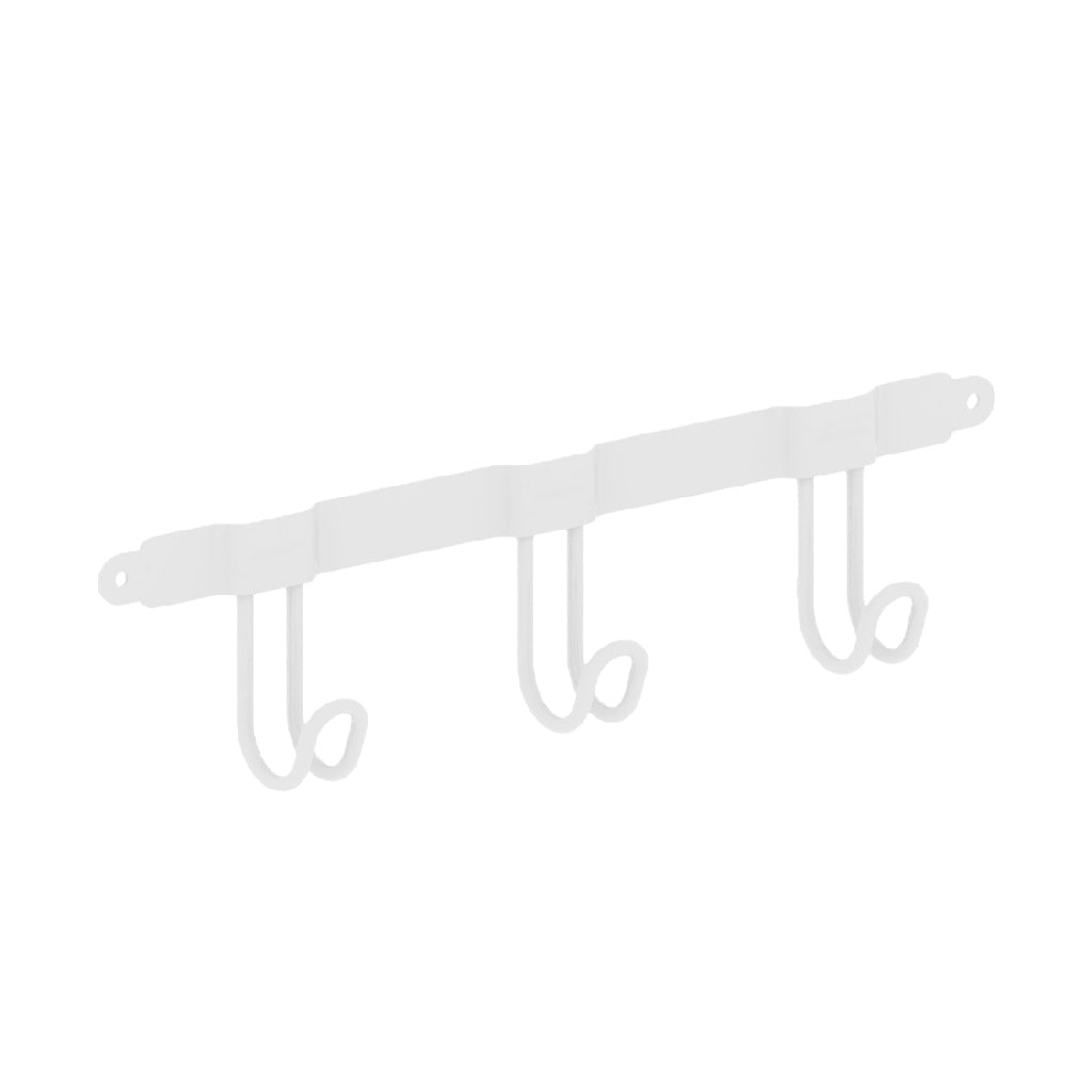 Perchero de pared de metal blanco con 3 ganchos